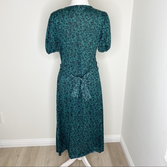 Zara green floral puffy sleeves midi dress - Picture 7 of 10